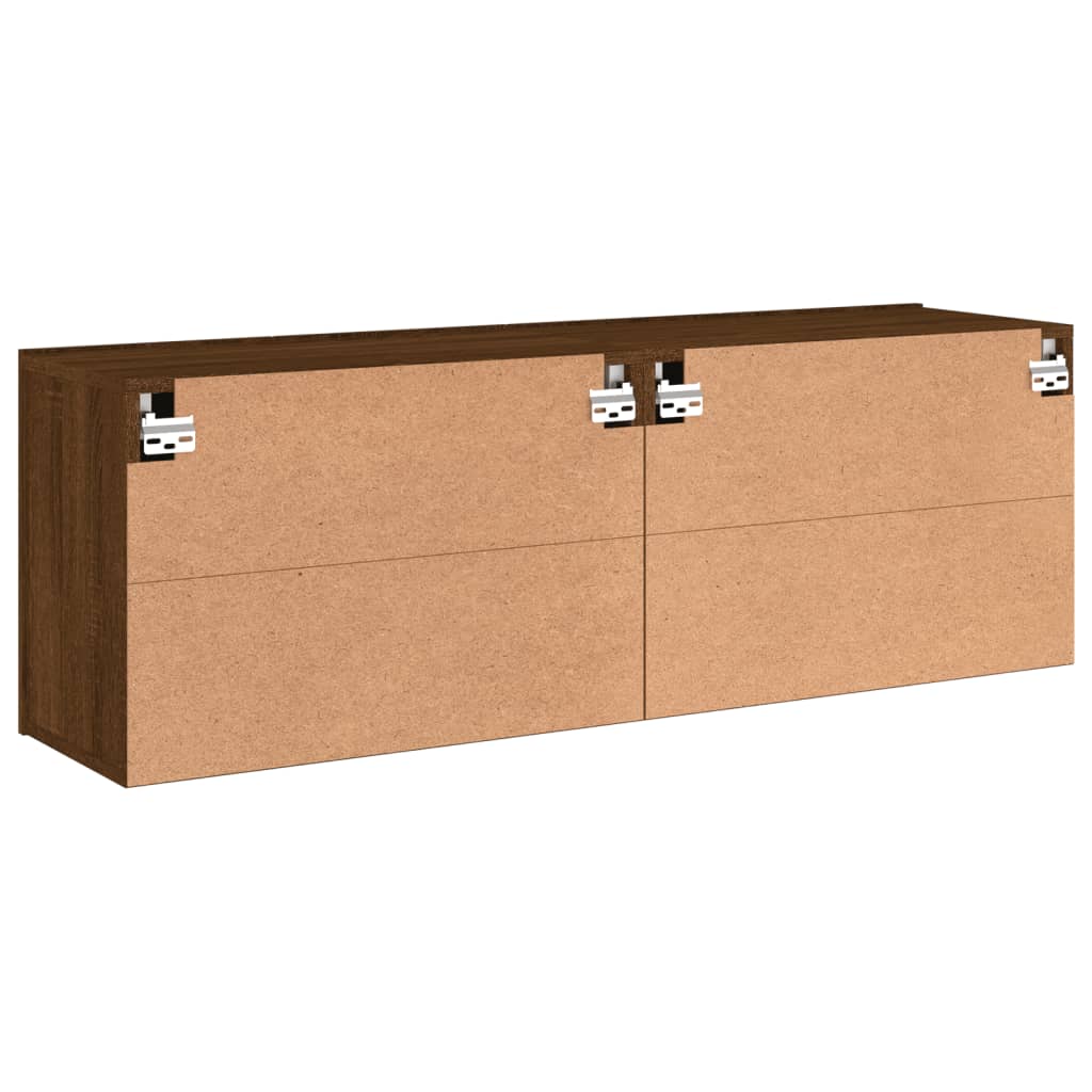 Meubles TV muraux 2 pièces aspect chêne marron 60x30x41 cm