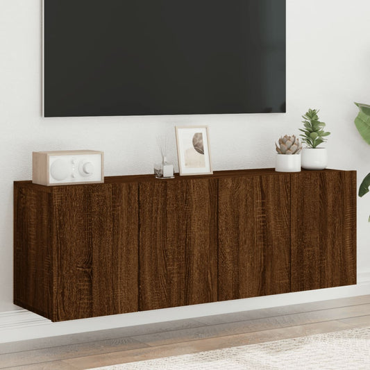 Meubles TV muraux 2 pièces aspect chêne marron 60x30x41 cm