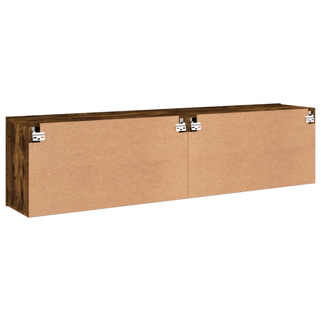 Meubles muraux TV 2 pièces Chêne fumé 80x30x41 cm.