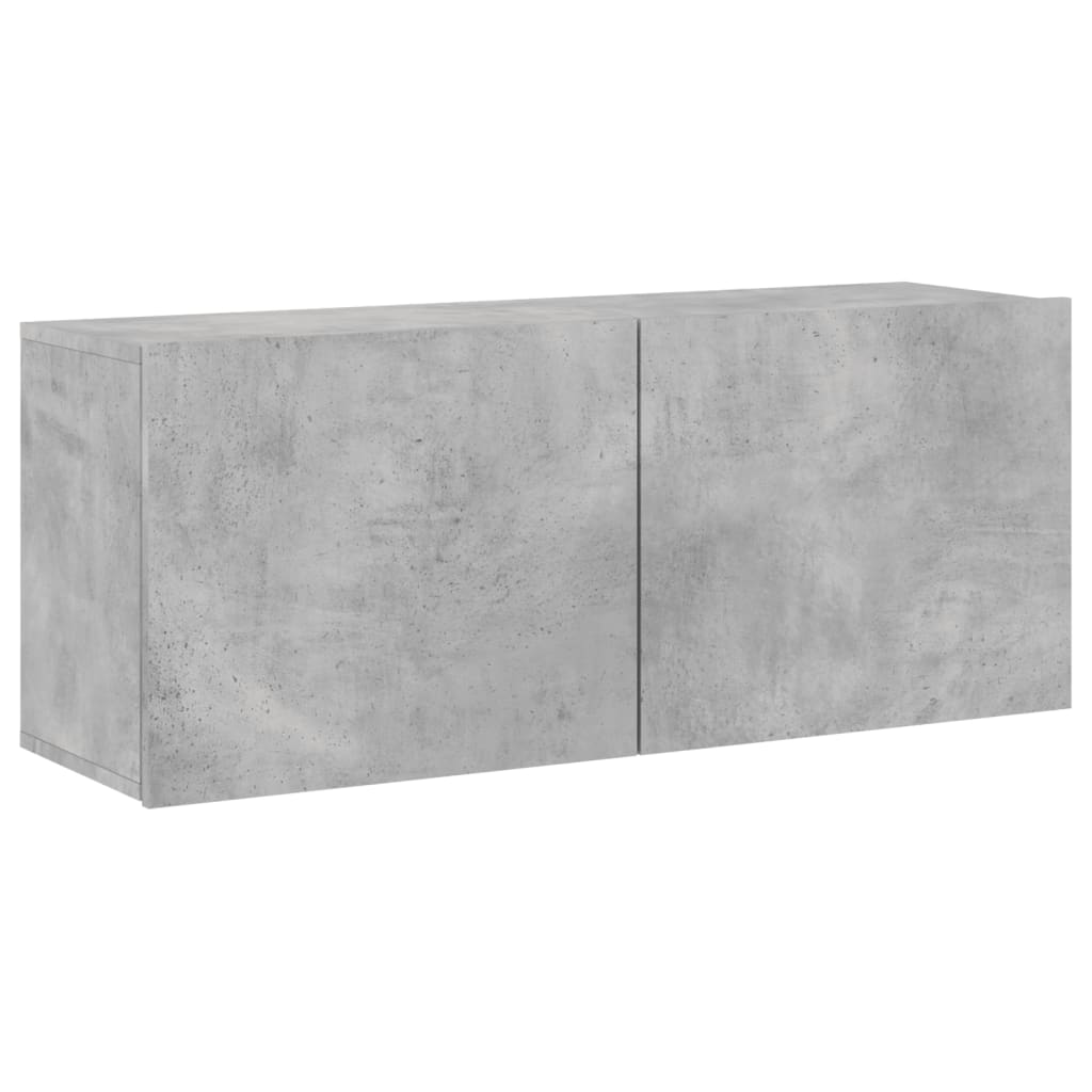 Meuble TV mural gris béton 100x30x41 cm