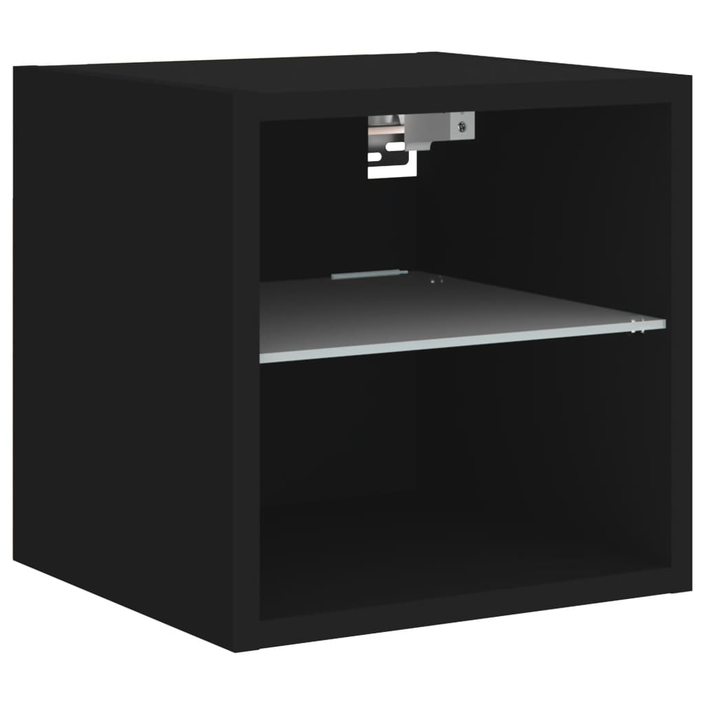 TV-Wandschränke mit LED-Leuchten 2 Stk. Schwarz 30x28,5x30 cm