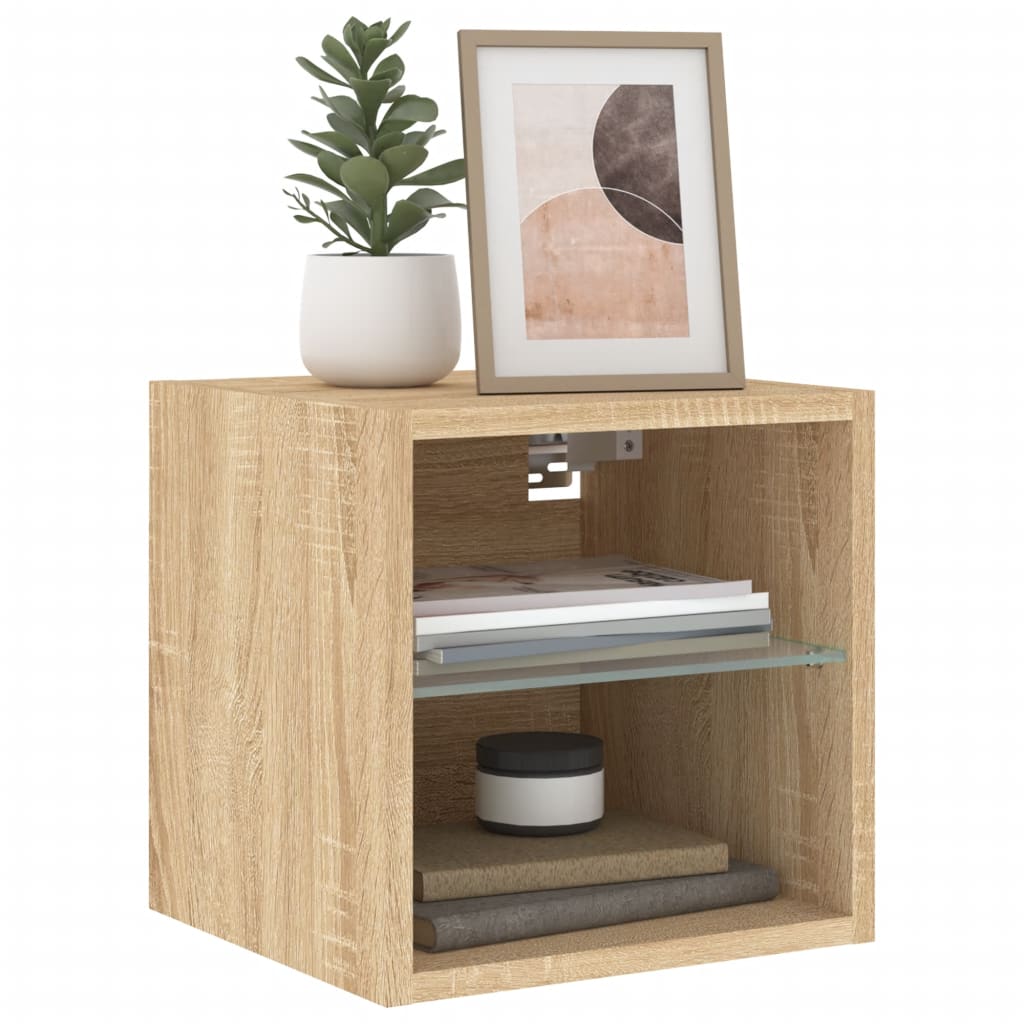 TV-Wandschrank mit LED-Leuchten Sonoma-Eiche 30x28,5x30 cm