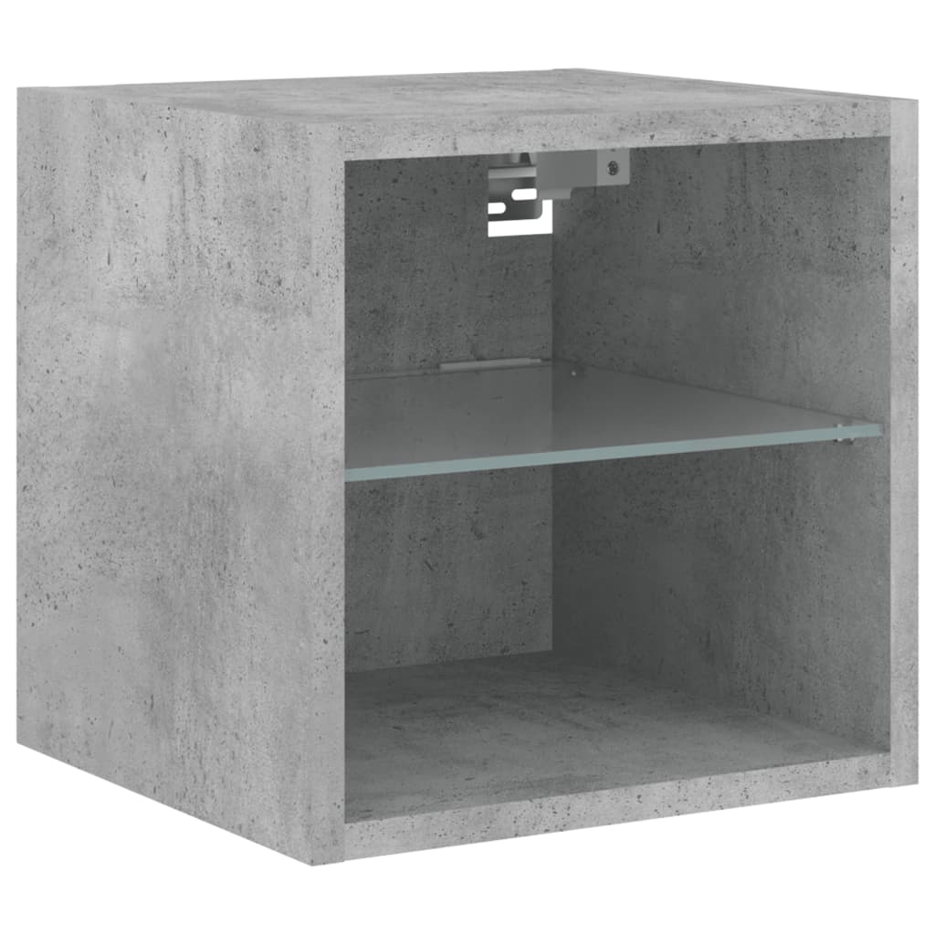 Meubles TV muraux avec lumières LED 2 pièces Gris béton 30x28,5x30 cm.