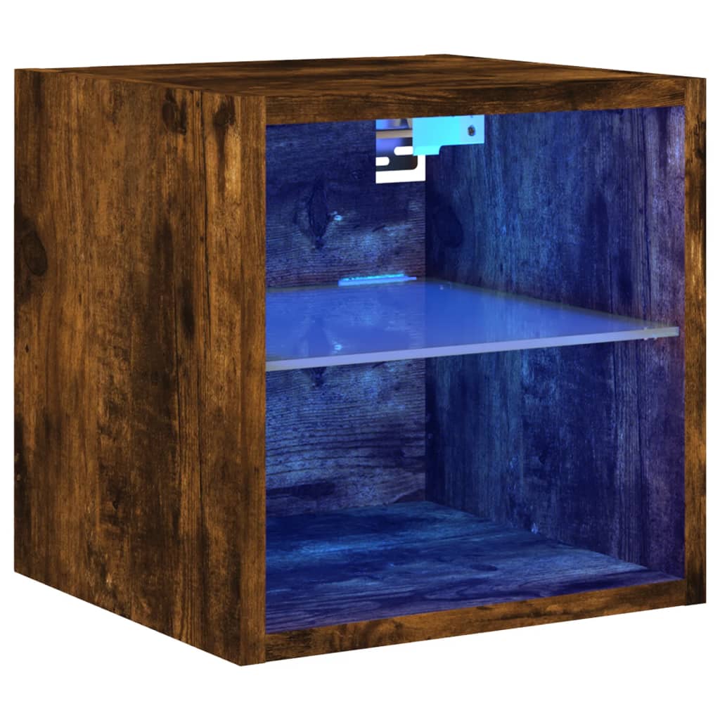 TV-Wandschrank mit LED-Leuchten Räuchereiche 30x28,5x30 cm