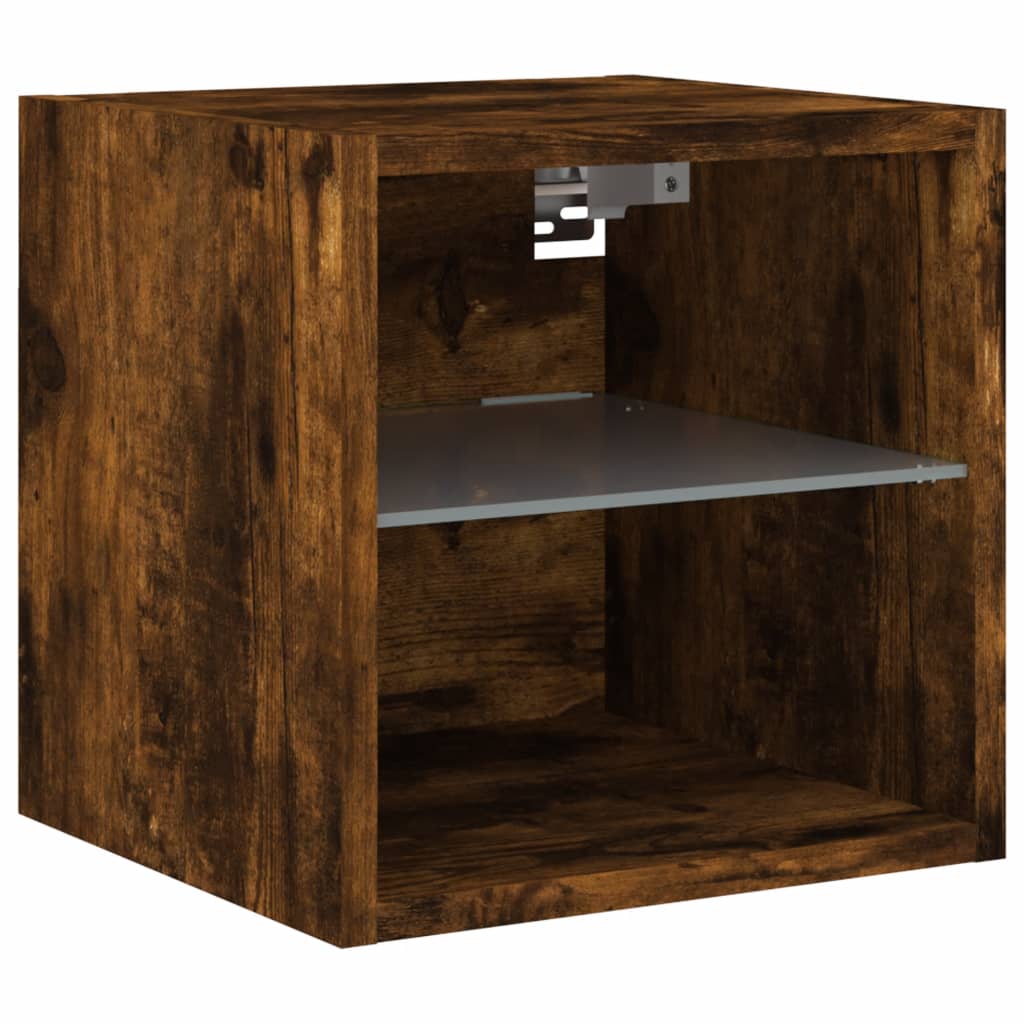 TV-Wandschrank mit LED-Leuchten Räuchereiche 30x28,5x30 cm