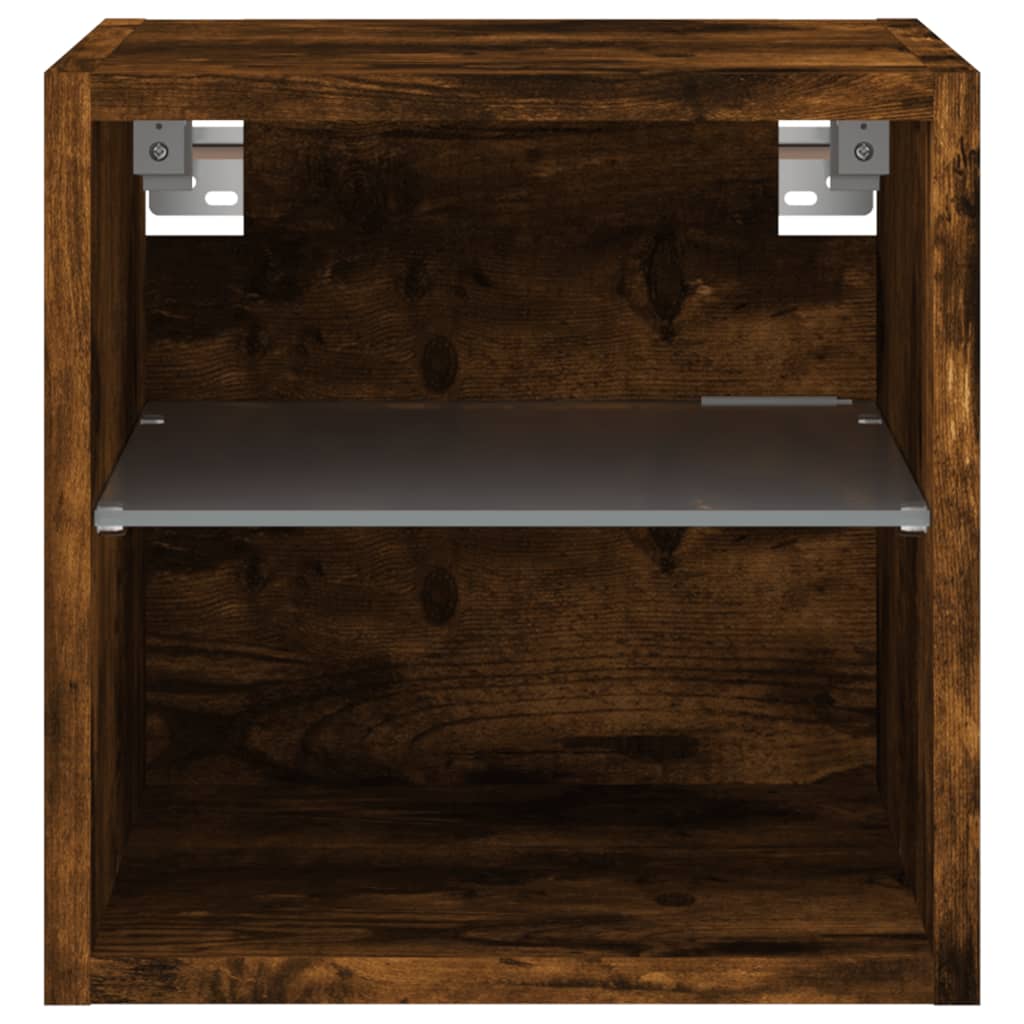 TV-Wandschrank mit LED-Leuchten Räuchereiche 30x28,5x30 cm