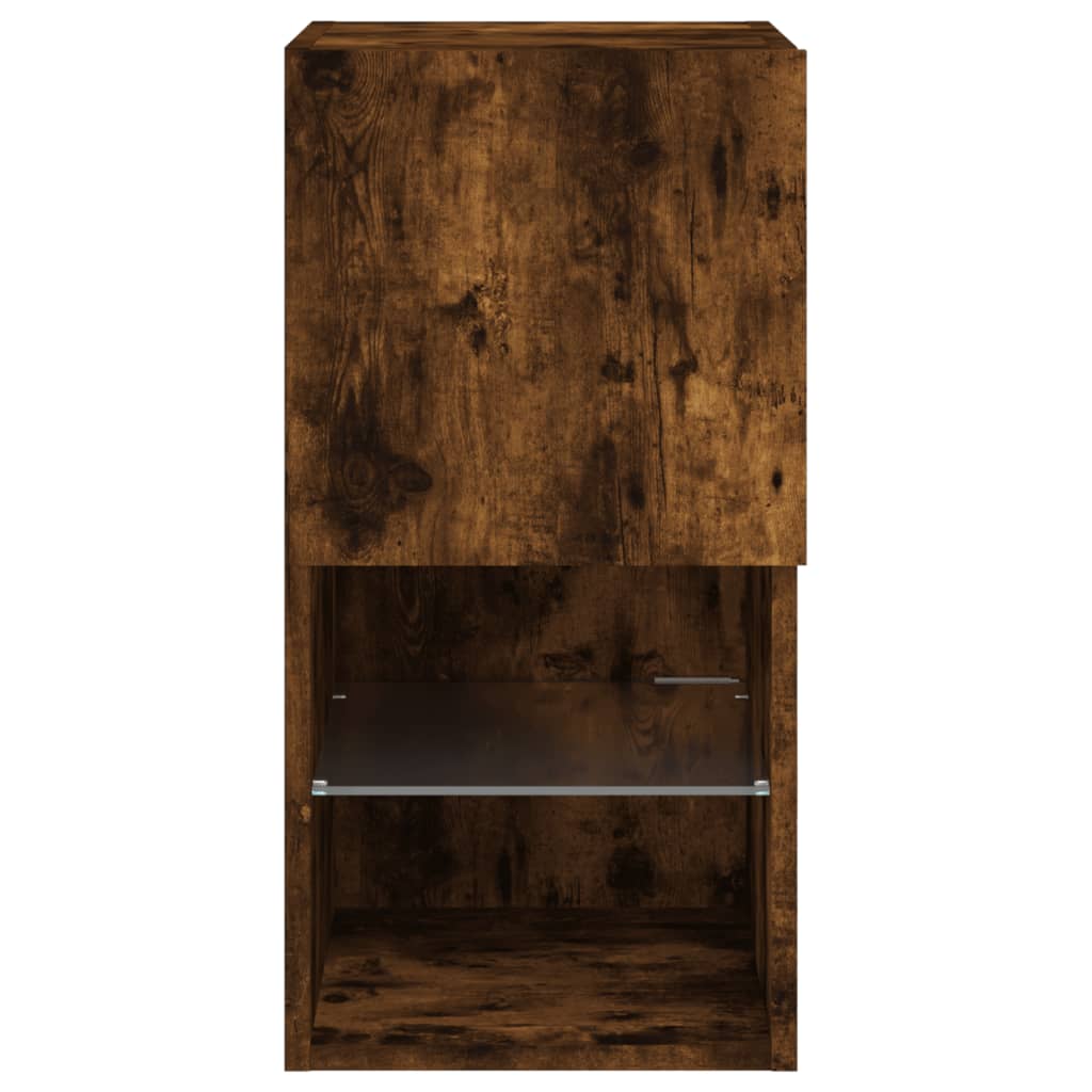 TV cabinet with LED lights smoked oak 30.5x30x60 cm