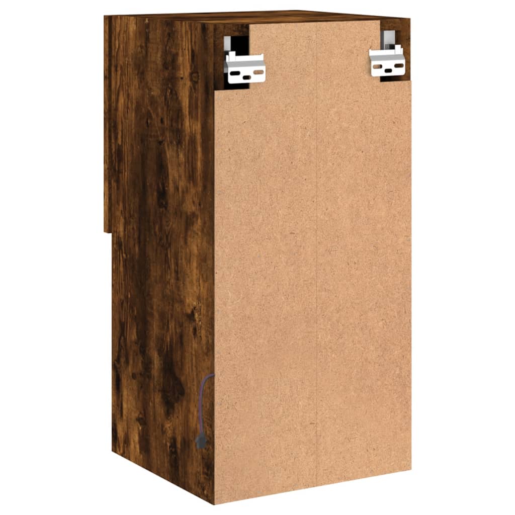 TV cabinet with LED lights smoked oak 30.5x30x60 cm