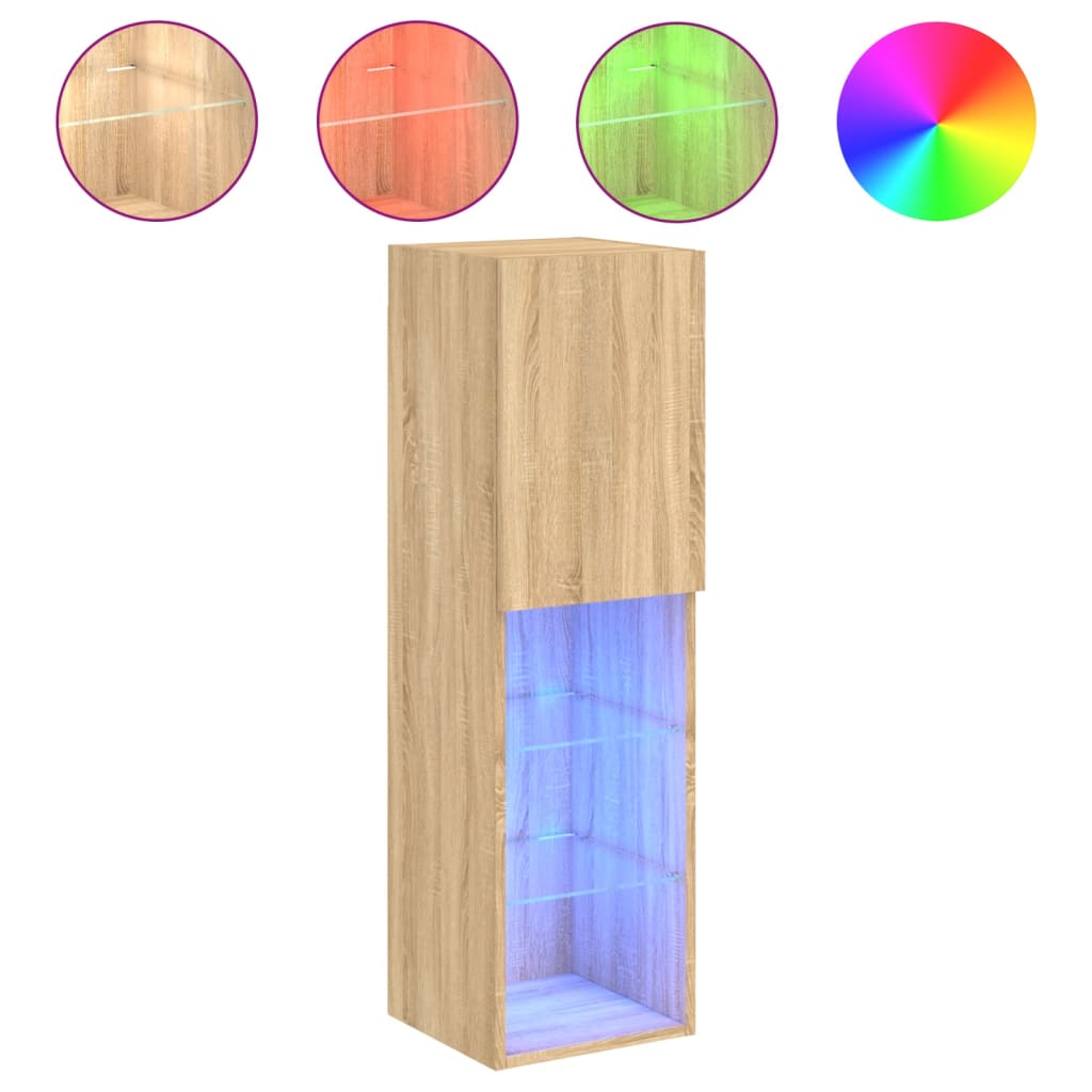 Meuble TV avec lumières LED Chêne Sonoma 30,5x30x102 cm