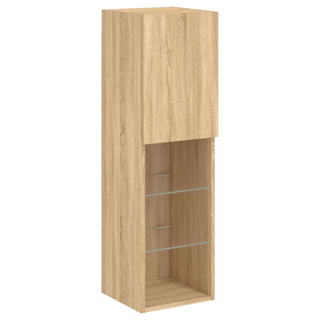 Meuble TV avec lumières LED Chêne Sonoma 30,5x30x102 cm