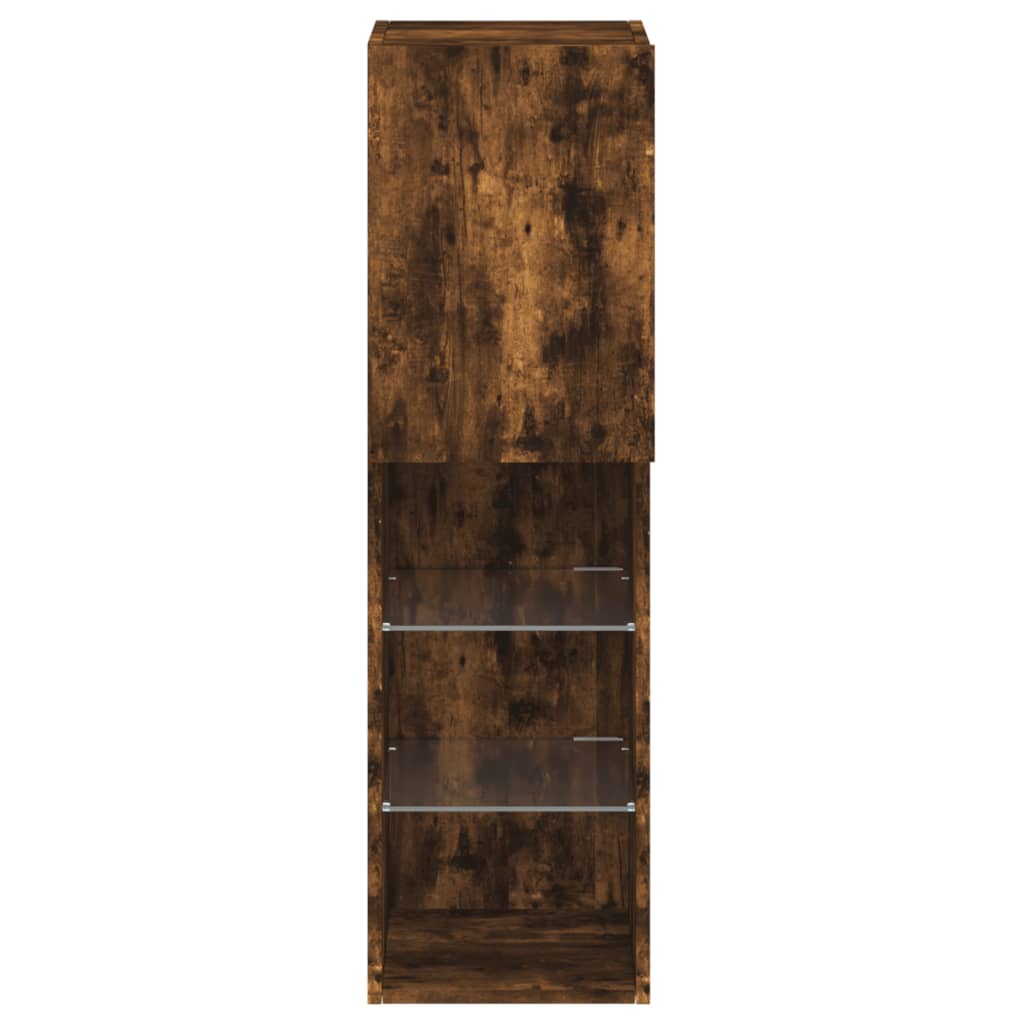 TV cabinet with LED lights smoked oak 30.5x30x102 cm