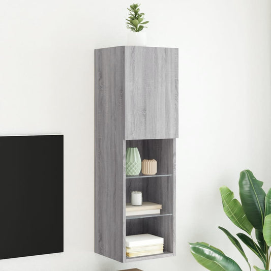 Meuble TV avec lumières LED gris Sonoma 30,5x30x102 cm