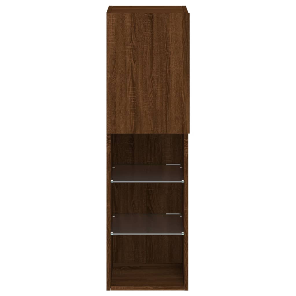 TV cabinet with LED lights brown oak look 30.5x30x102 cm