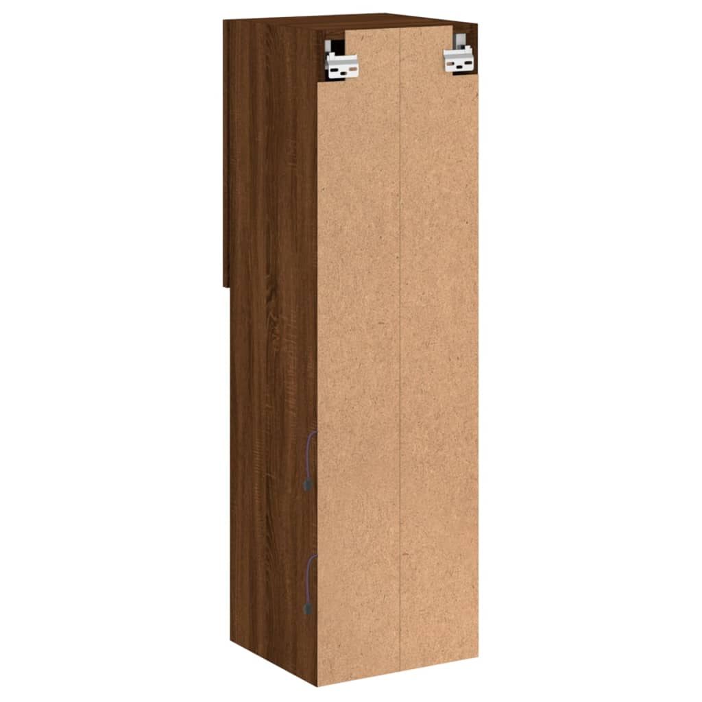 TV cabinet with LED lights brown oak look 30.5x30x102 cm