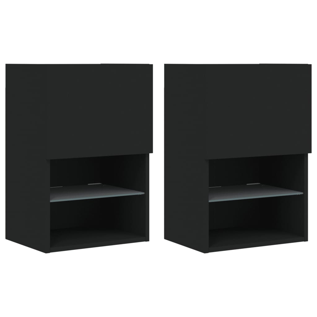 Meubles TV avec lumières LED 2 pcs Noir 40,5x30x60 cm