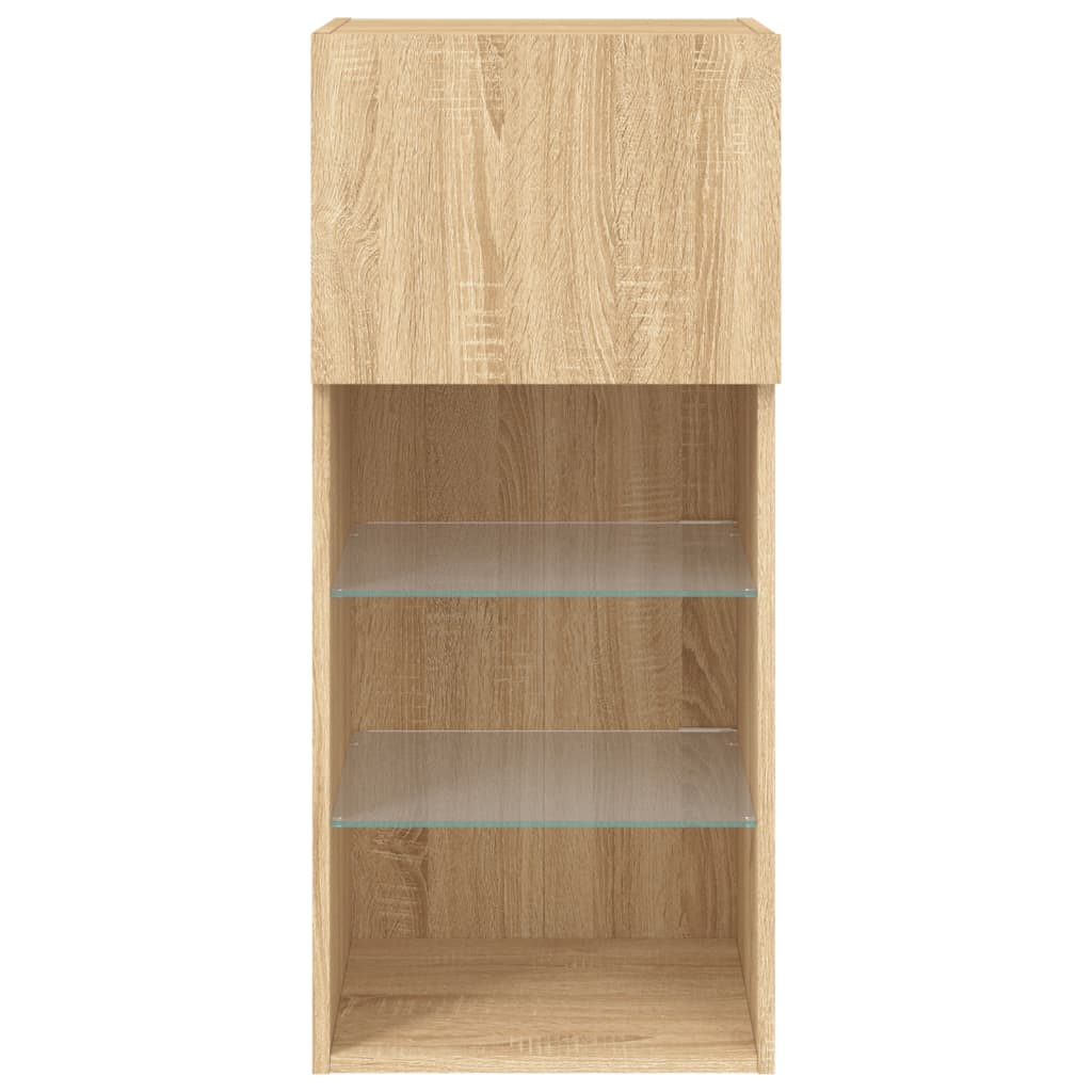 Meuble TV avec lumières LED Chêne Sonoma 40,5x30x90 cm