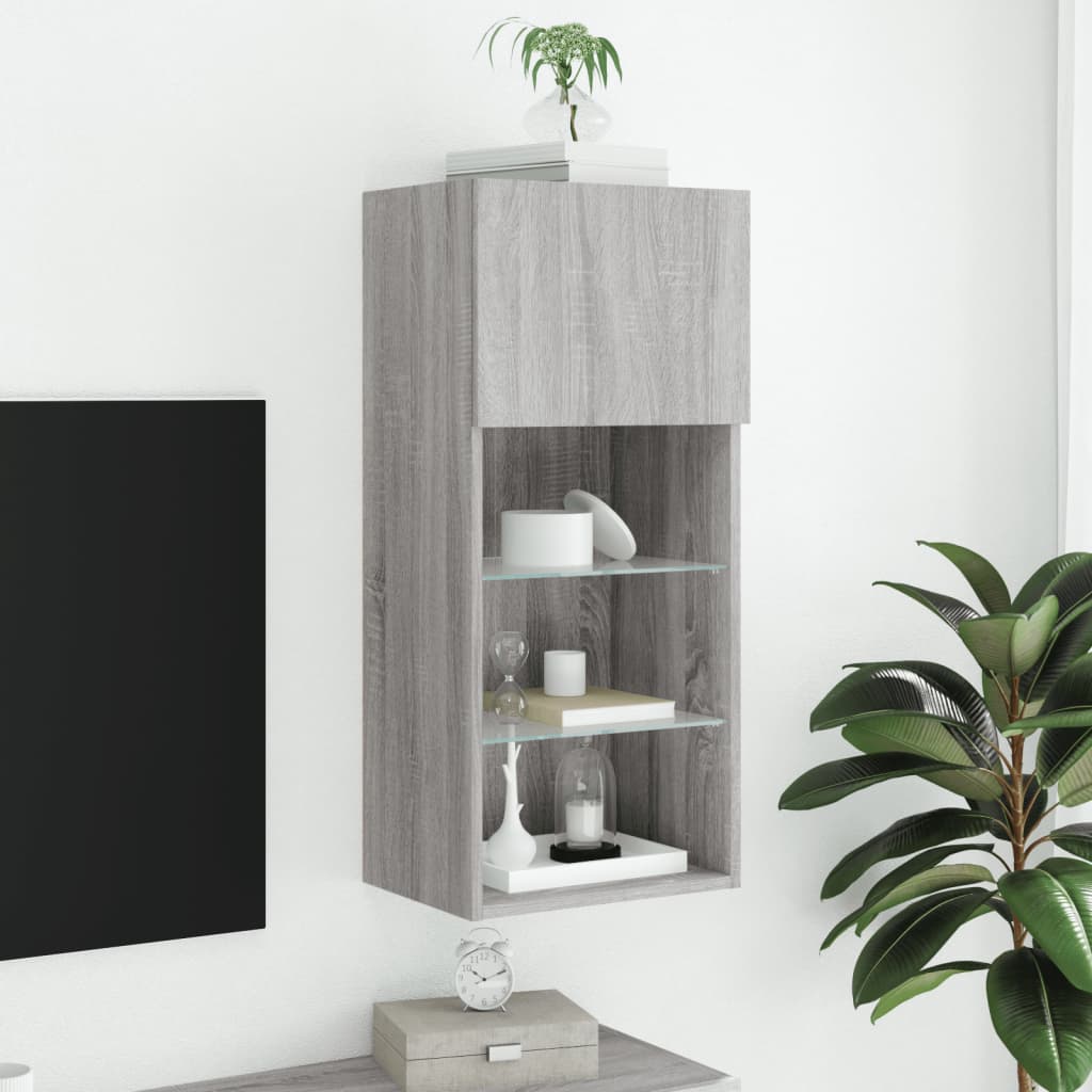 Meuble TV avec lumières LED Gris Sonoma 40,5x30x90 cm