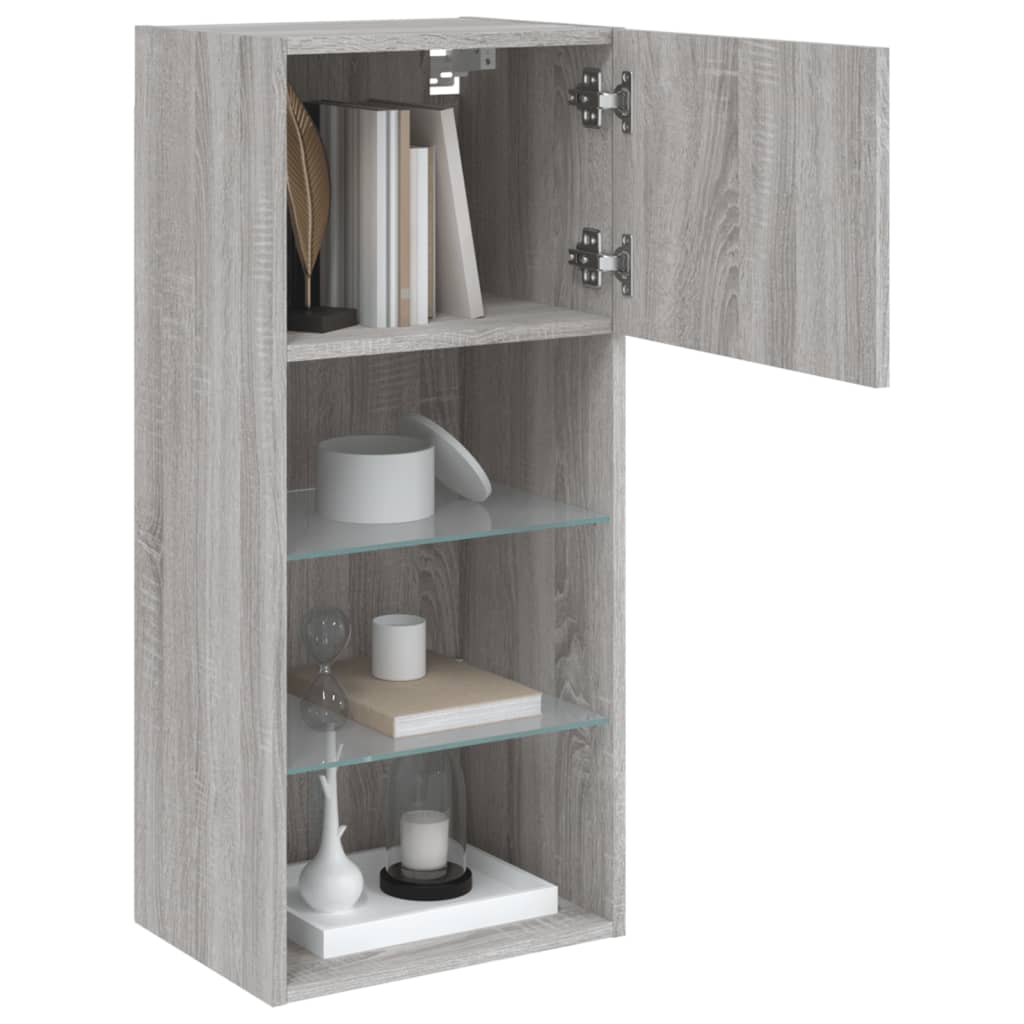 Meuble TV avec lumières LED Gris Sonoma 40,5x30x90 cm