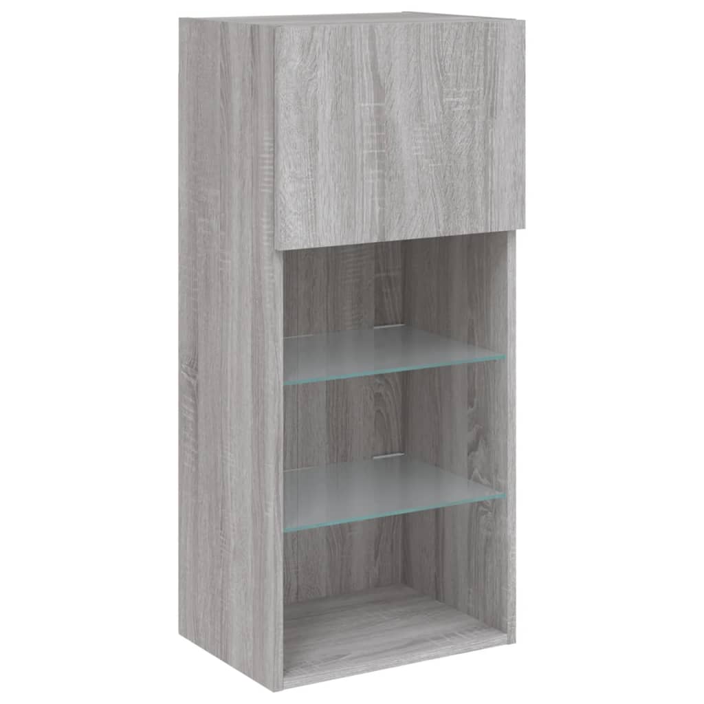 Meuble TV avec lumières LED Gris Sonoma 40,5x30x90 cm