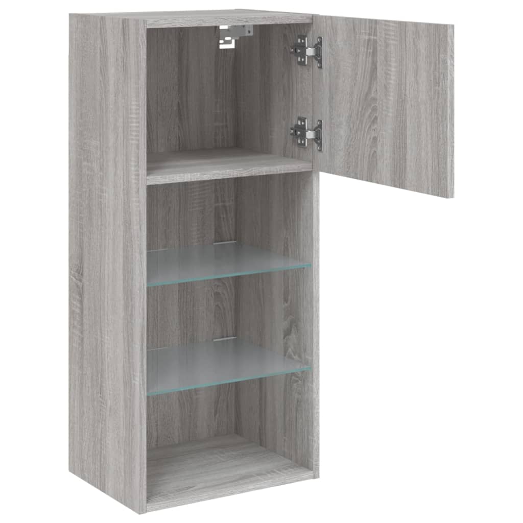 Meuble TV avec lumières LED Gris Sonoma 40,5x30x90 cm