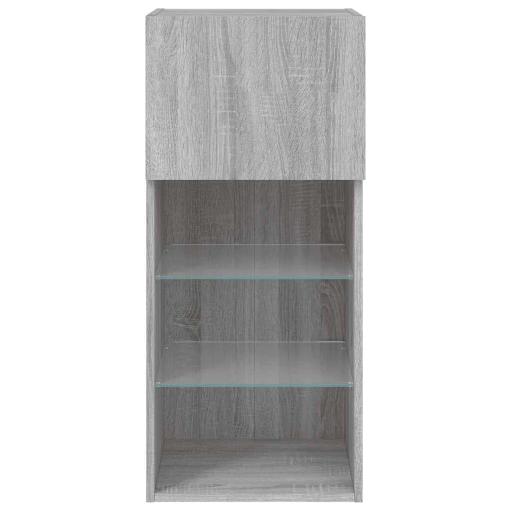 Meuble TV avec lumières LED Gris Sonoma 40,5x30x90 cm