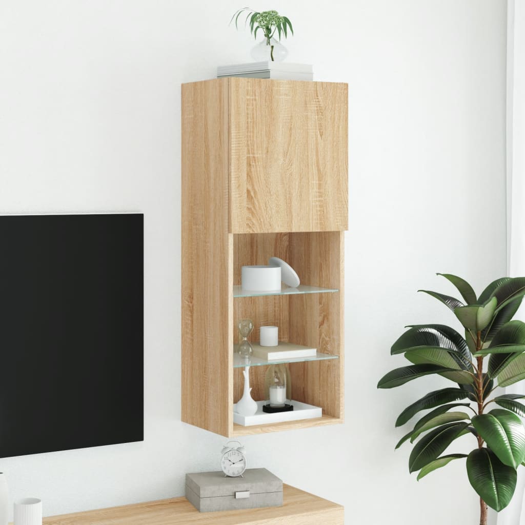 Meuble TV avec lumières LED Chêne Sonoma 40,5x30x102 cm