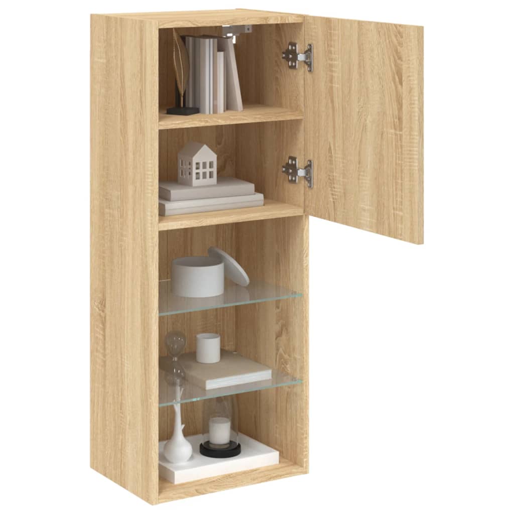 Meuble TV avec lumières LED Chêne Sonoma 40,5x30x102 cm