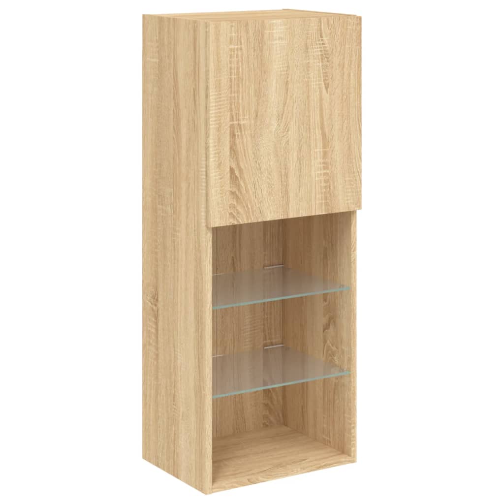 Meuble TV avec lumières LED Chêne Sonoma 40,5x30x102 cm