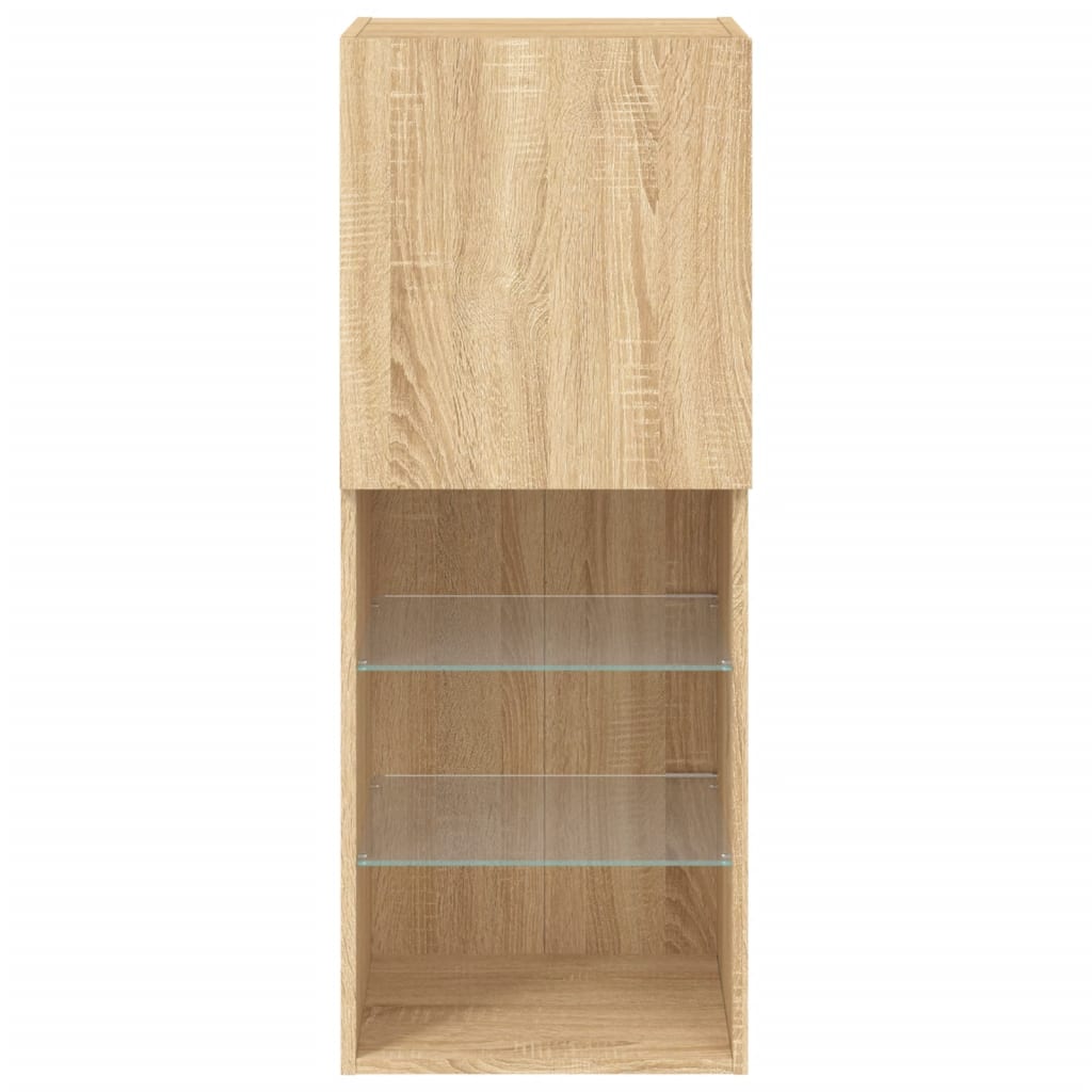 Meuble TV avec lumières LED Chêne Sonoma 40,5x30x102 cm