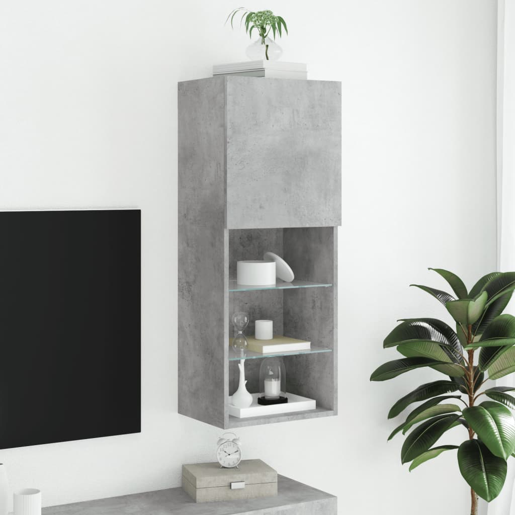 TV cabinet with LED lights concrete grey 40.5x30x102 cm