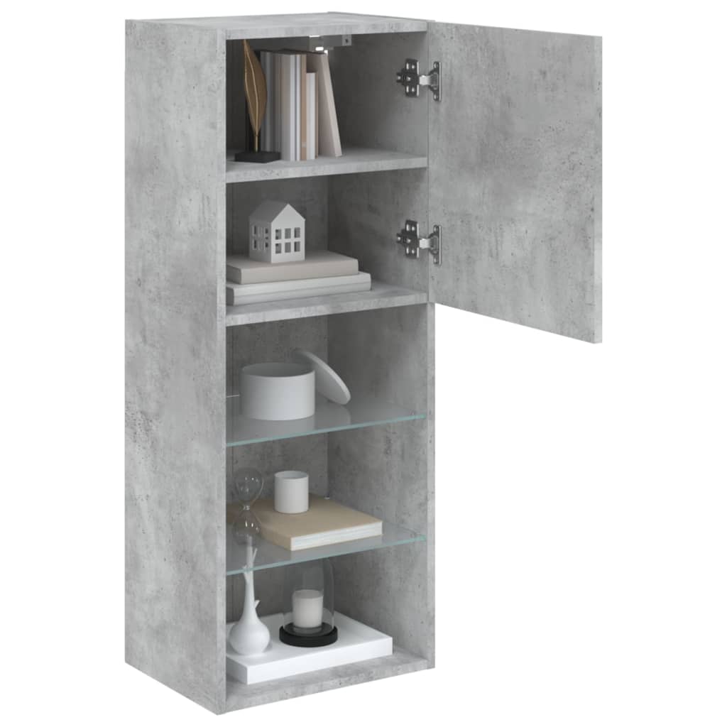TV cabinet with LED lights concrete grey 40.5x30x102 cm