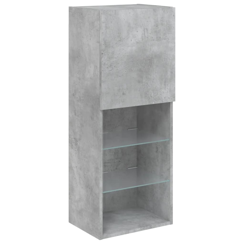 TV cabinet with LED lights concrete grey 40.5x30x102 cm