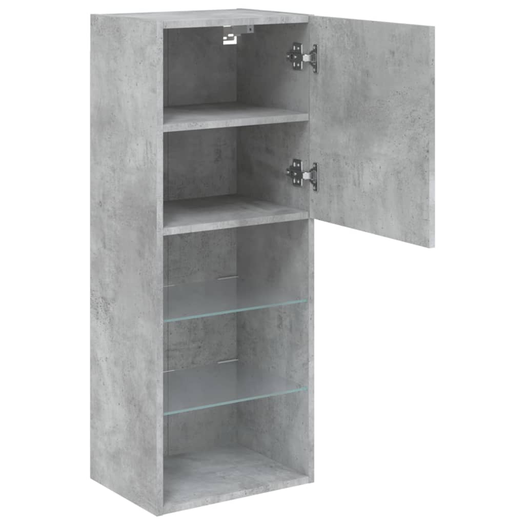 TV cabinet with LED lights concrete grey 40.5x30x102 cm
