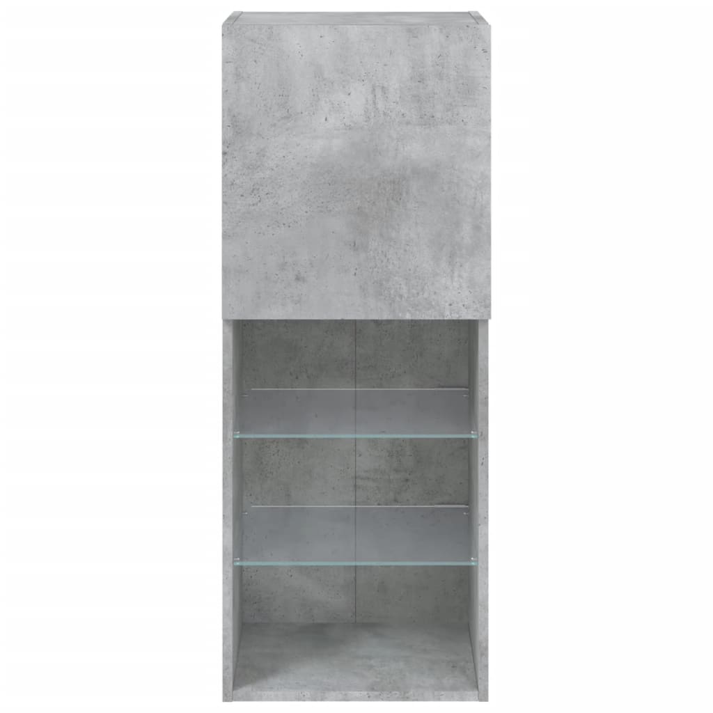 TV cabinet with LED lights concrete grey 40.5x30x102 cm