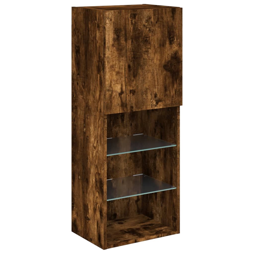 TV cabinet with LED lights smoked oak 40.5x30x102 cm