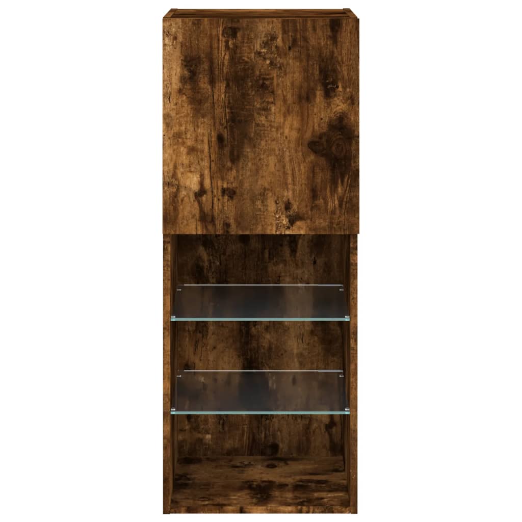 TV cabinet with LED lights smoked oak 40.5x30x102 cm