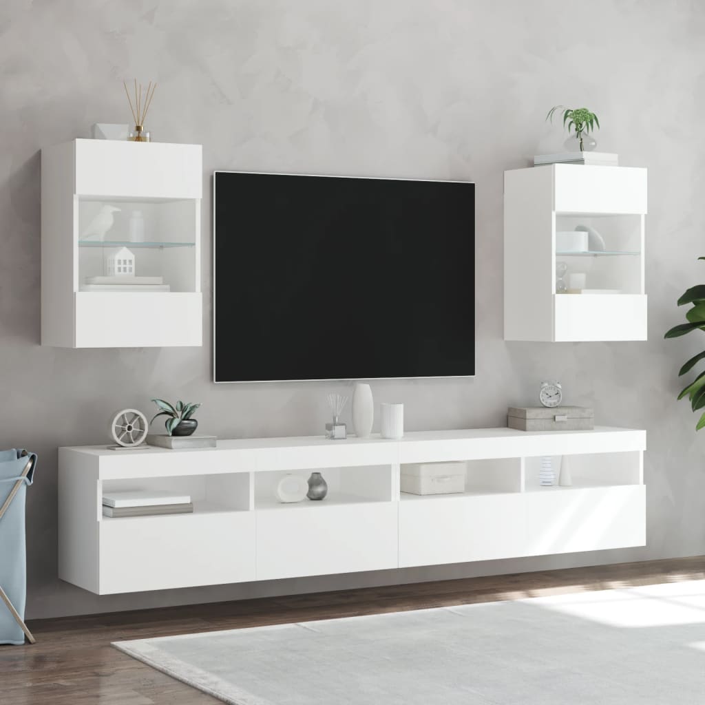 TV-Wandschrank mit LED-Leuchten Weiß 40x30x60,5 cm