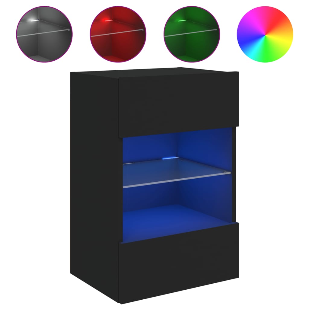 TV-Wandschrank mit LED-Leuchten Schwarz 40x30x60,5 cm