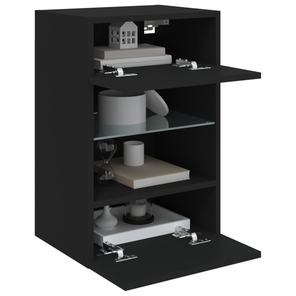 TV-Wandschrank mit LED-Leuchten Schwarz 40x30x60,5 cm