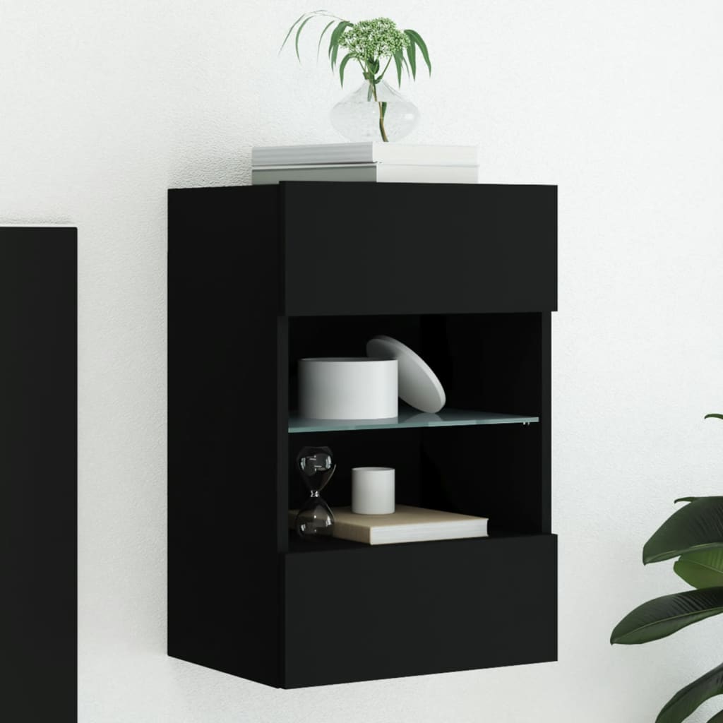 TV-Wandschrank mit LED-Leuchten Schwarz 40x30x60,5 cm