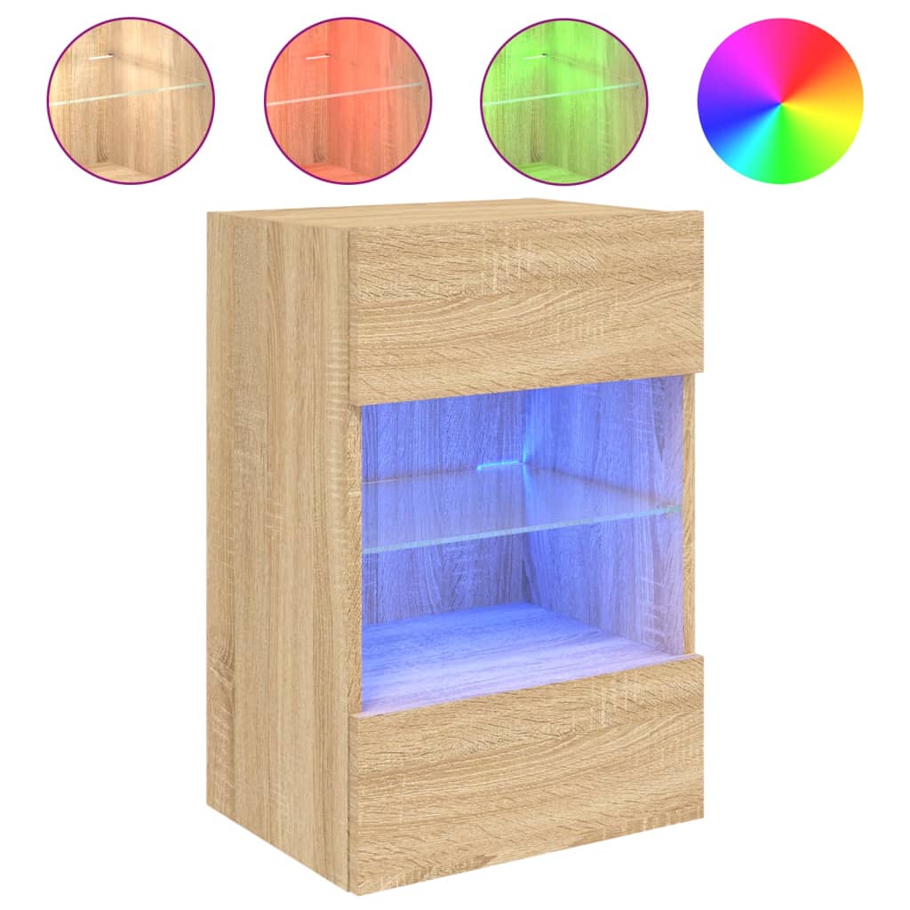 TV-Wandschrank mit LED-Leuchten Sonoma-Eiche 40x30x60,5 cm