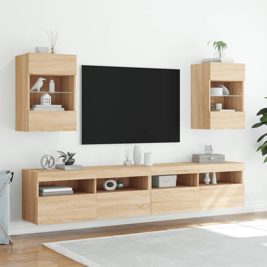 TV-Wandschrank mit LED-Leuchten Sonoma-Eiche 40x30x60,5 cm