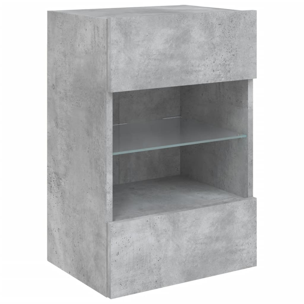 TV wall cabinet with LED lights concrete grey 40x30x60.5 cm