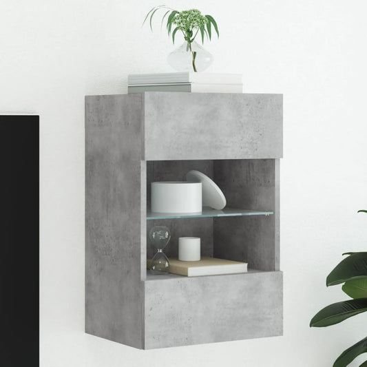 TV wall cabinet with LED lights concrete grey 40x30x60.5 cm