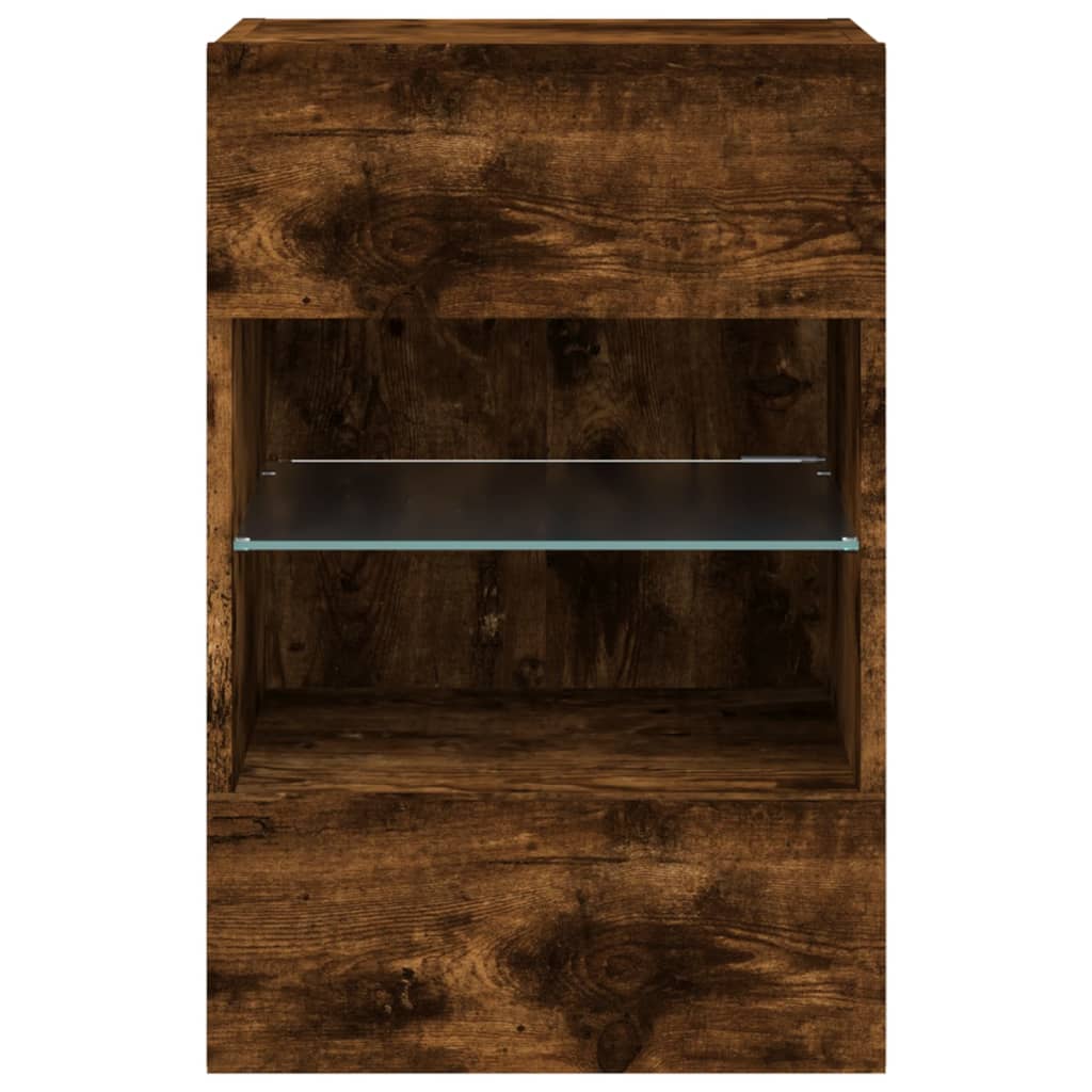 TV-Wandschrank mit LED-Leuchten Räuchereiche 40x30x60,5 cm