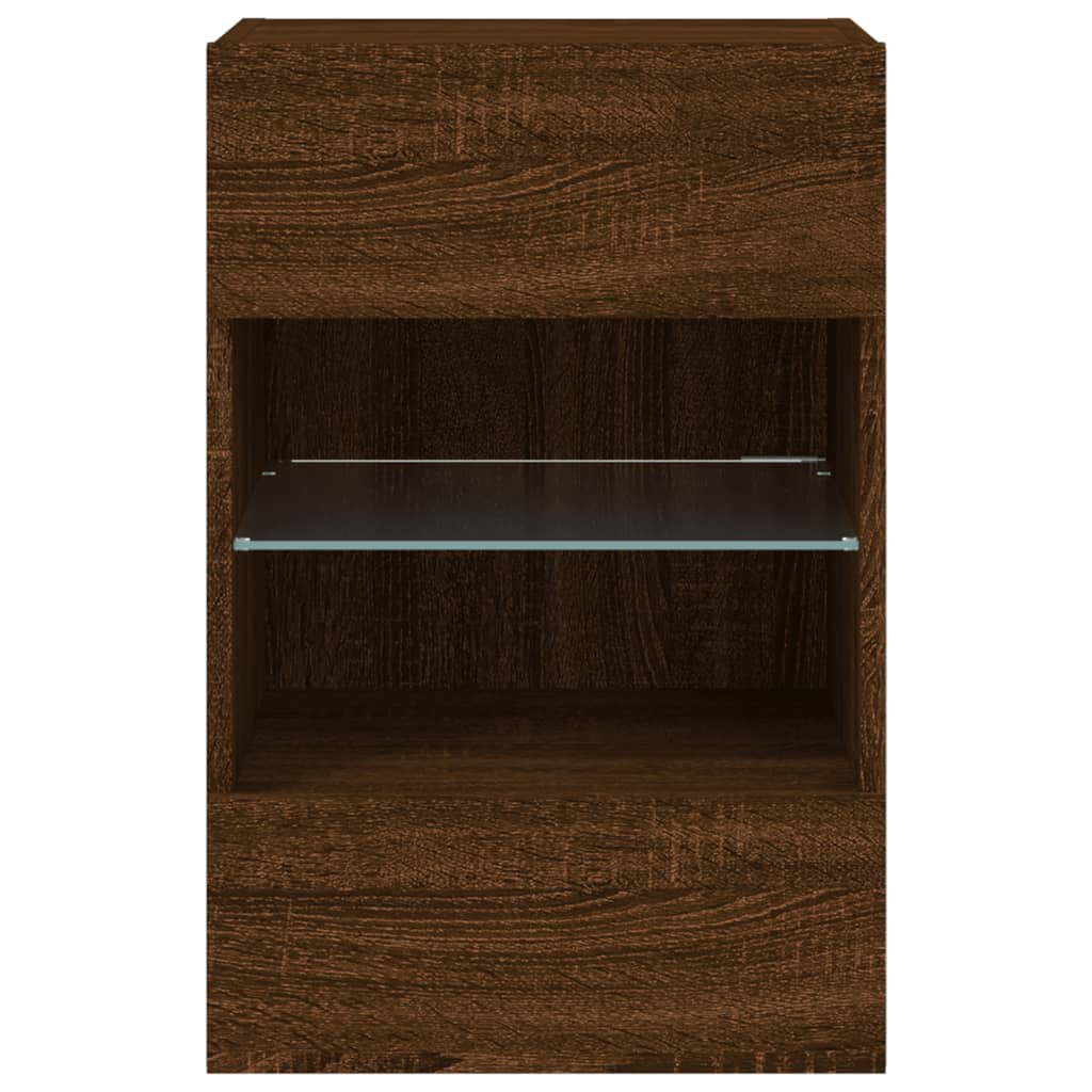 TV-Wandschrank mit LED-Leuchten Braun Eichen-Optik 40x30x60,5cm