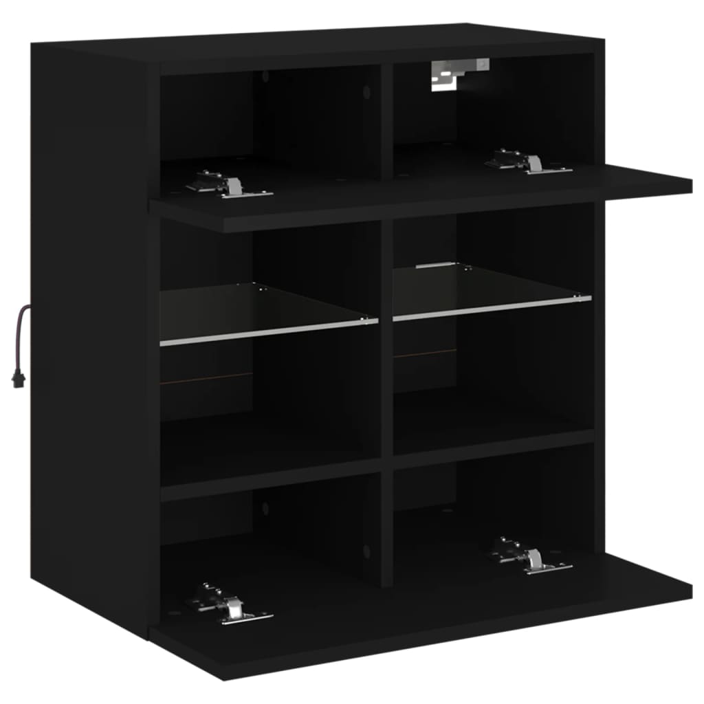 TV-Wandschrank mit LED-Leuchten Schwarz 58,5x30x60,5 cm