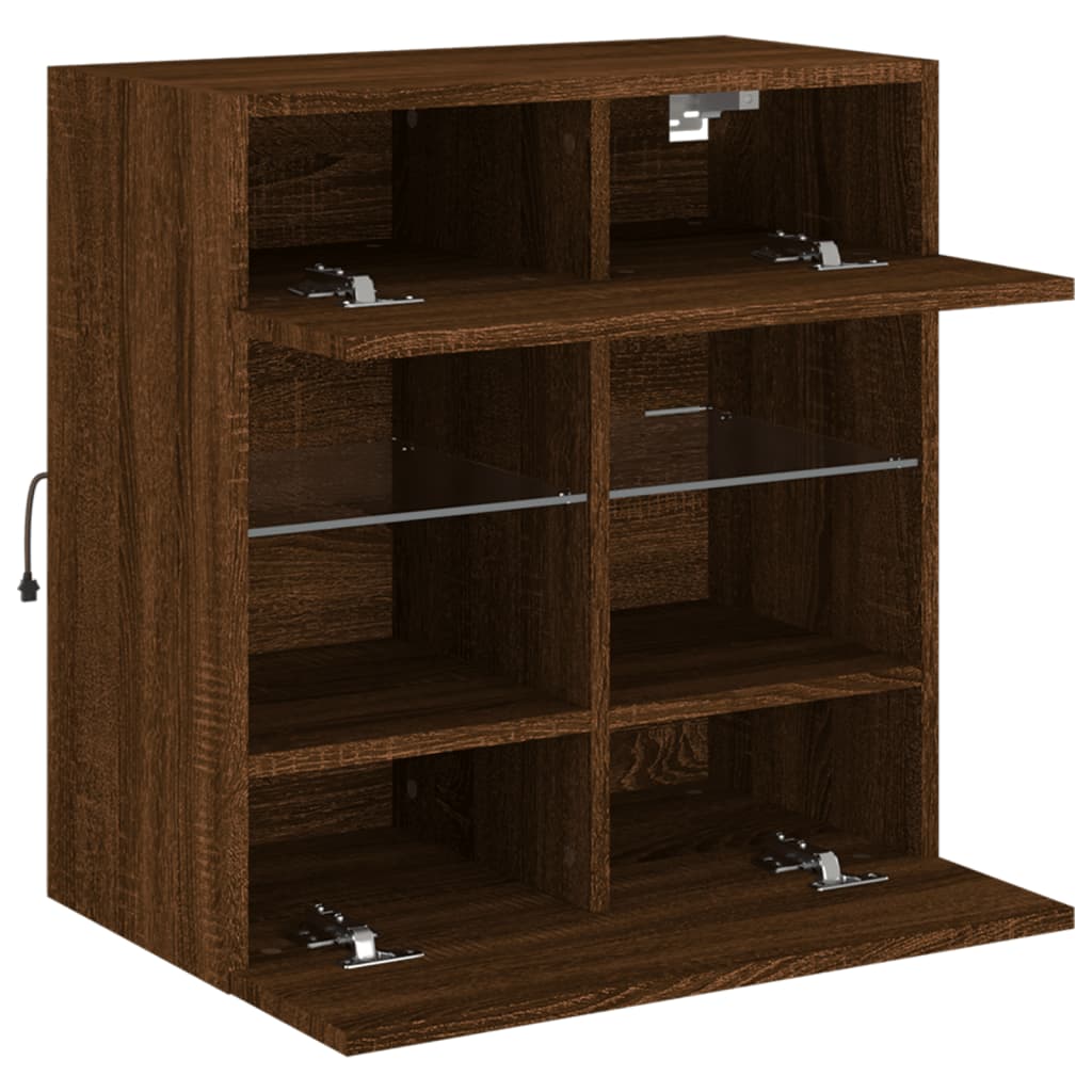 TV-Wandschrank mit LED-Leuchten Braun Eichen-Optik