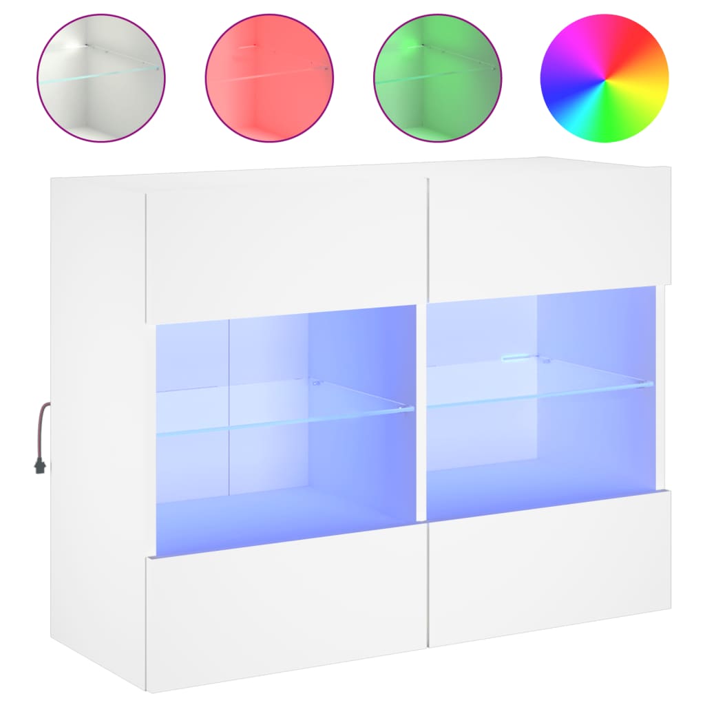 TV-Wandschrank mit LED-Leuchten Weiß 78,5x30x60,5 cm