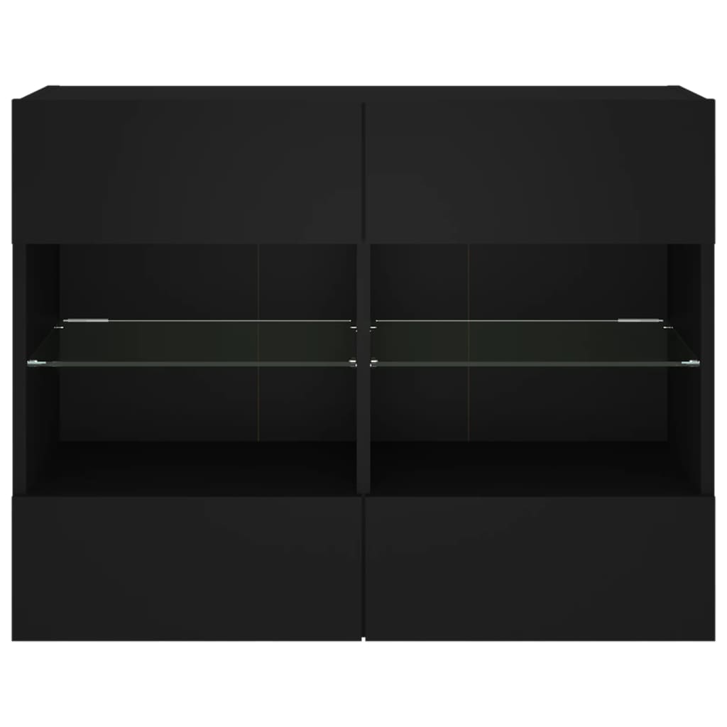 TV-Wandschrank mit LED-Leuchten Schwarz 78,5x30x60,5 cm